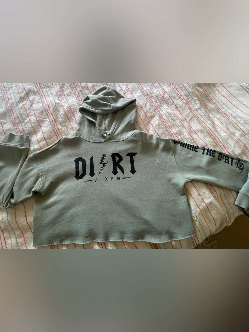 Dirt Vixen Sage Green Cropped Hoodie